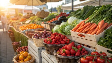 Fresh Produce at a Sunny Farmers Market