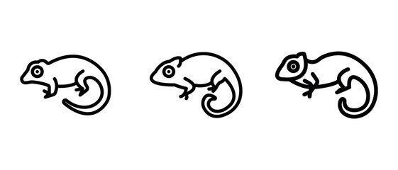 chameleon outline or line icon design bundle.