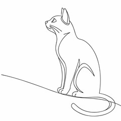 Minimalist line drawing of a sitting cat representing elegance and simplicity