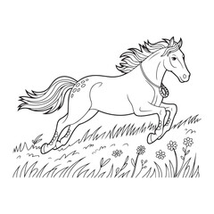 Vintage Engraving woodcut Horse retro vector art illustration design.	