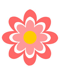 Flower clip art design on plain white transparent isolated background for card, shirt, hoodie, sweatshirt, apparel, tag, mug, icon, poster or badge