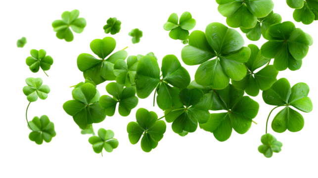 Lucky clovers floating gracefully in fresh green hues
