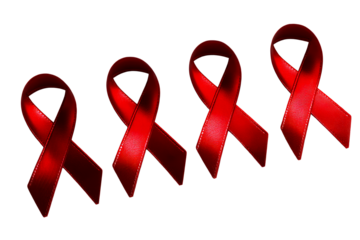 Red awareness ribbons for health campaigns and causes