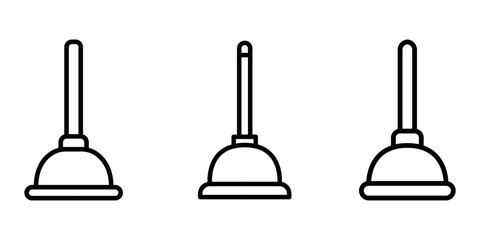plunger outline or line icon design bundle.