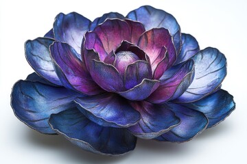 Vibrant, detailed flower art piece.  Exquisitely crafted, with deep blues and purples