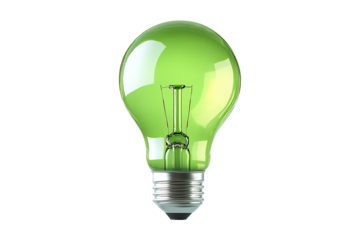 Green eco friendly lightbulb green energy concept isolated on transparent background
