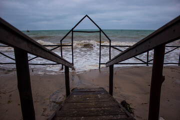 Descending into the storm waves. 