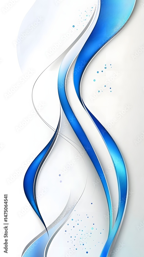 Poster elegant and dynamic abstract background featuring smooth flowing blue and white waveforms with subtl
