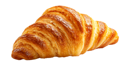 Delicious golden croissant on a transparent background ready to enjoy