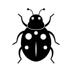 Detailed Ladybug Black Silhouette Vector