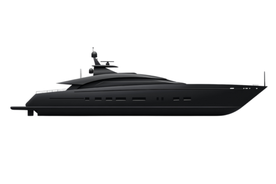 Sleek, modern yacht design showcasing minimalist aesthetics and maritime elegance on a transparent canvas