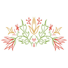 Vector black flowers icon, illustration silhouette image ,botanical lines art flower, Minimalist contour drawing of flower. line drawing of flower botany.Hand drawn sketch of flower with leaves.