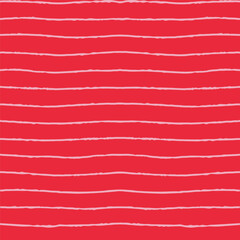 Red striped seamless pattern with hand drawn pencil textured lines. Fun background with sketchy scribble stripes in red and pink colors. Bright abstract vector seamless wallpaper.