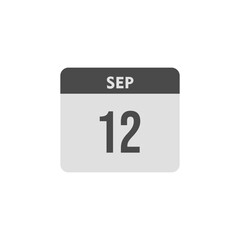 calender icon, 12 september icon with white background