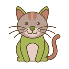 Cute cartoon cat illustration with playful colors, cheerful expression and friendly design