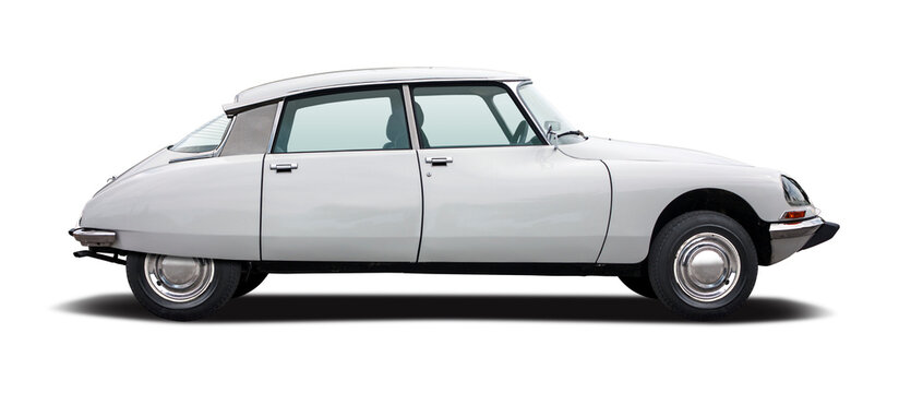 Citroen DS classic car side view isolated on transparent background. PNG	