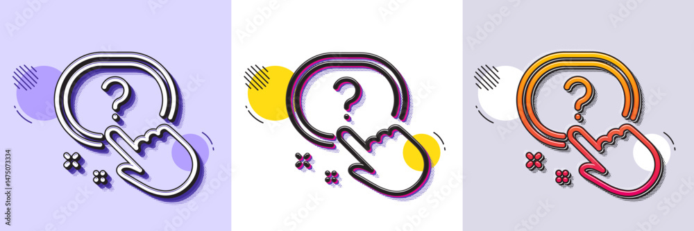 Poster question button line icon. halftone dotted pattern. gradient icon with grain shadow. ask help sign. 