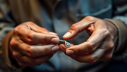 Obraz premium person holding a diamond ring in their hands