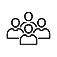 Group of people icon in simple line style, minimalistic design, copy space