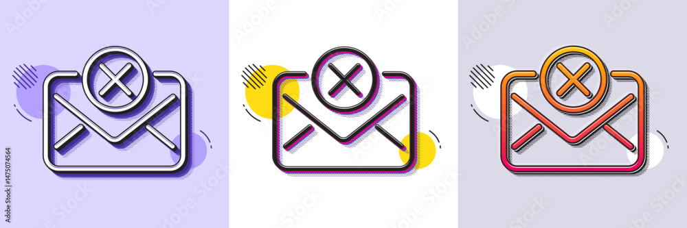 Poster reject mail line icon. halftone dotted pattern. gradient icon with grain shadow. delete message sign