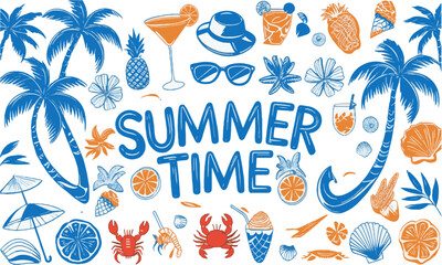 Obraz premium Modern vector illustration inspired by summer vacation elements, easily scalable and editable 