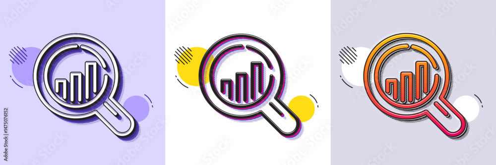 Poster seo analysis line icon. halftone dotted pattern. gradient icon with grain shadow. web targeting char