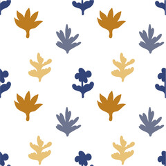 Seamless pattern in botanical fashion style. Cute abstract flowers print design wallpaper clip art wall art for home decoration.