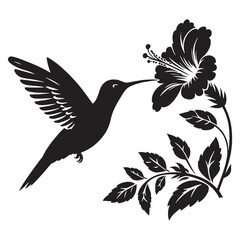 Obraz premium Fast Wings Hummingbird silhouette – Hummingbird illustration – Minimalist Hummingbird vector – Bird silhouette