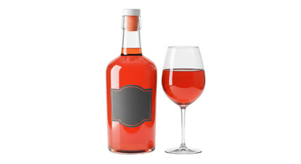 Isolated Red Wine Bottle and Glass