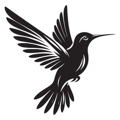 Hovering Beauty Hummingbird silhouette – Hummingbird illustration – Minimalist Hummingbird vector – Bird silhouette


