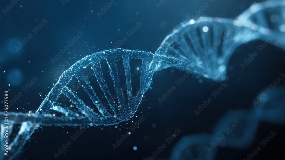 Leinwandbilder floating abstract dna helix in a clean blue space showcasing the complexity of genetic structures an