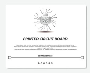 Printed Circuit Board IC Logo Simple Vector Editable Stroke