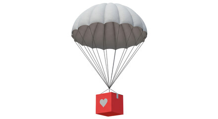 Isolated Parachute with Gift Box