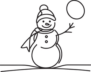 Snowman Icon Line Drawing