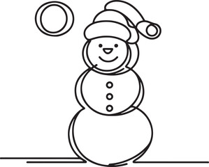 Christmas Snowman Simple Line