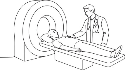 Medical MRI Scan Procedure Drawing