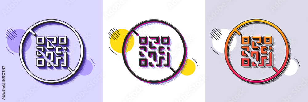 Poster no qr code line icon. halftone dotted pattern. gradient icon with grain shadow. scan barcode sign. s
