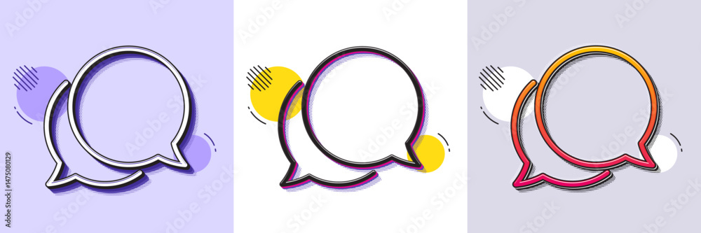 Poster chat comment line icon. halftone dotted pattern. gradient icon with grain shadow. speech bubble sign