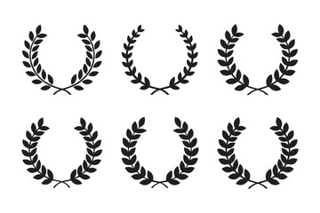 Gold laurel wreath set, a vector design with olive leaves, is an award icon and decoration element