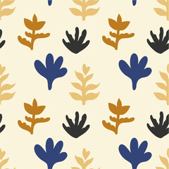 Seamless pattern in botanical fashion style. Cute abstract flowers print design wallpaper clip art wall art for home decoration.