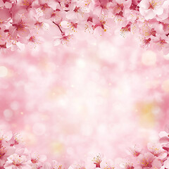 Fototapeta premium Beautiful pink cherry blossom background with soft petals and branches. Ideal for spring themes, nature designs, romantic cards, invitations, wallpapers, and seasonal digital artwork.