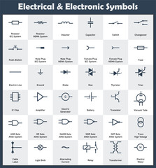 Simple Electrical Electronic Symbols Flat Design