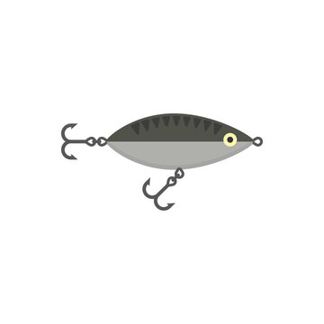 recommend clip art: Fishing lure icon with fish and fishing hook. Vector illustration on white background.