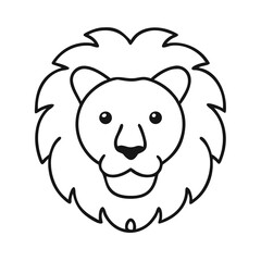 Obraz premium Lion head illustration in minimalistic style, black and white, graphic design concept