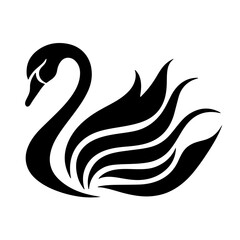 Obraz premium Minimalist Swan Illustration: Striking Monochrome Vector for Branding & Decor