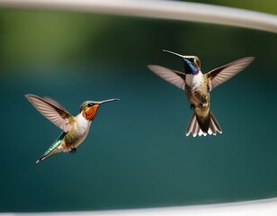 Fototapeta premium Two Hummingbirds in Flight