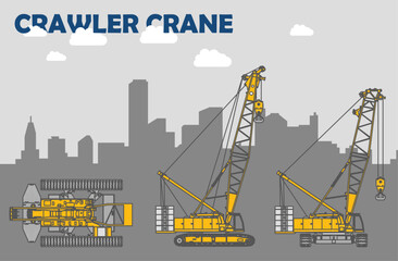 Crawler Crane Simple Illustration Flat Design