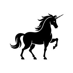 Mystical Unicorn Icon: Graceful Monochrome Graphic for Design Projects
