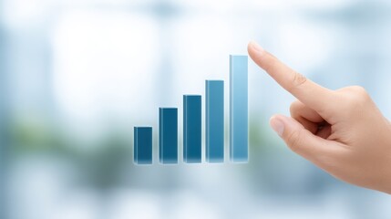 Financial statement analysis using both technical and fundamental aspects of a business. Strategic planning and investment decision-making. A finger pointing at a floating financial chart graphic.