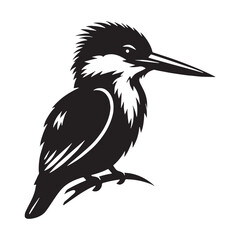 Sharp Silhouette of the Kingfisher – Kingfisher illustration – Minimalist Kingfisher vector – Bird silhouette

